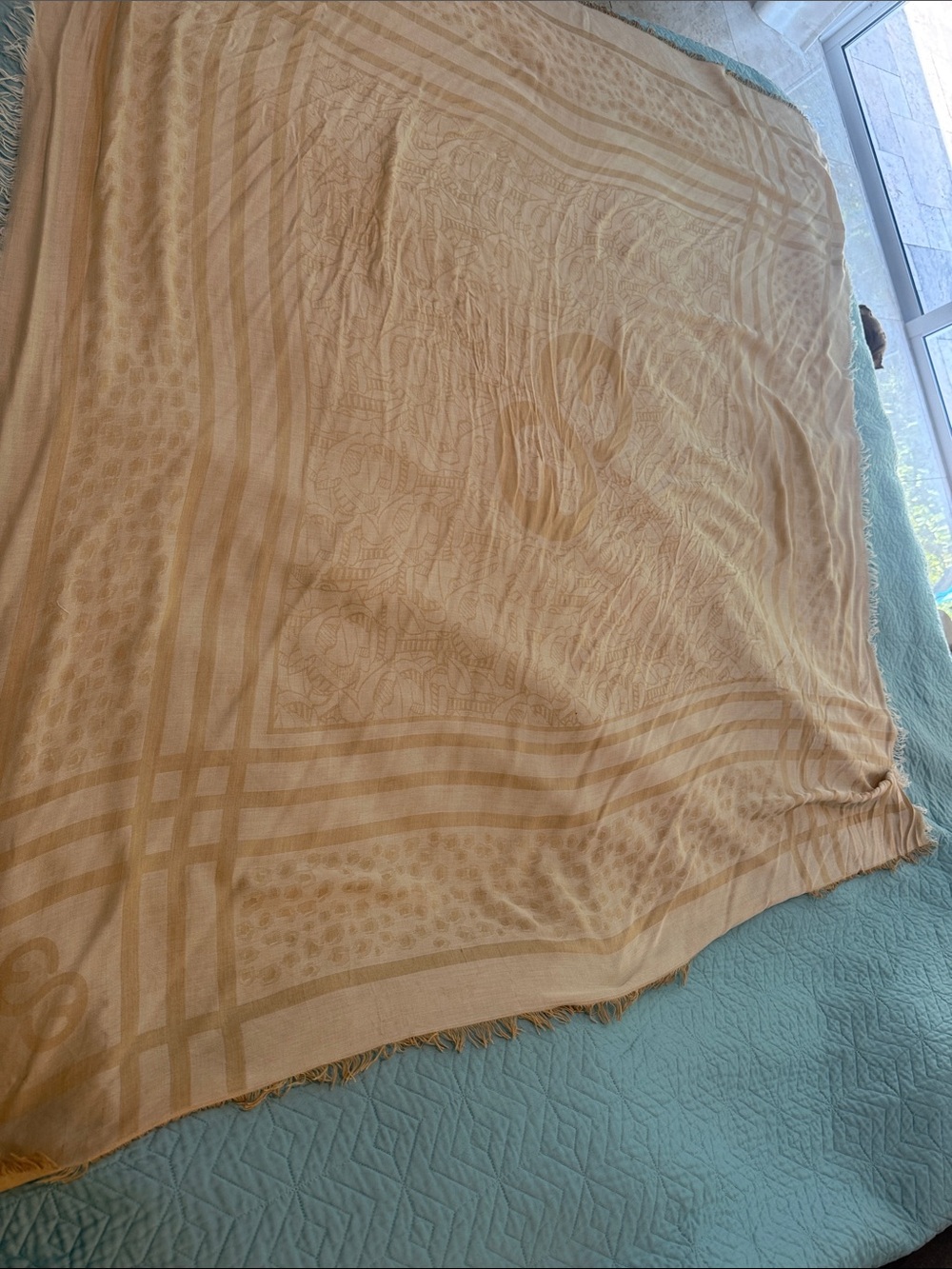 Authentic ESCADA Women’s Beige Patterned extra large Shawl 65”x65”